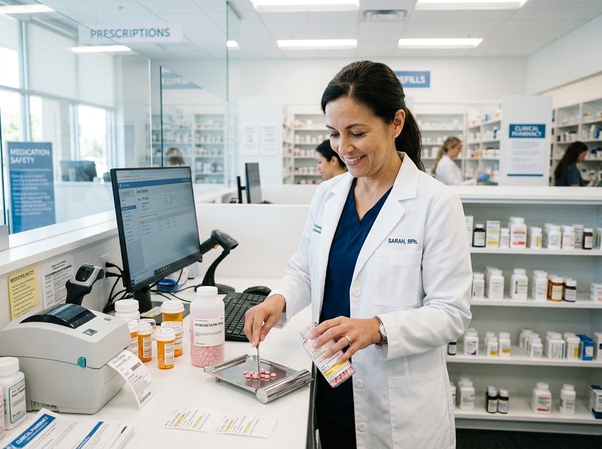 Pharmacist sorting medications